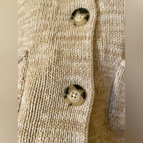 Liz Claiborne Oatmeal Beige Cardigan Size S Petite Buttons Pockets Mock Neck - Picture 5 of 8